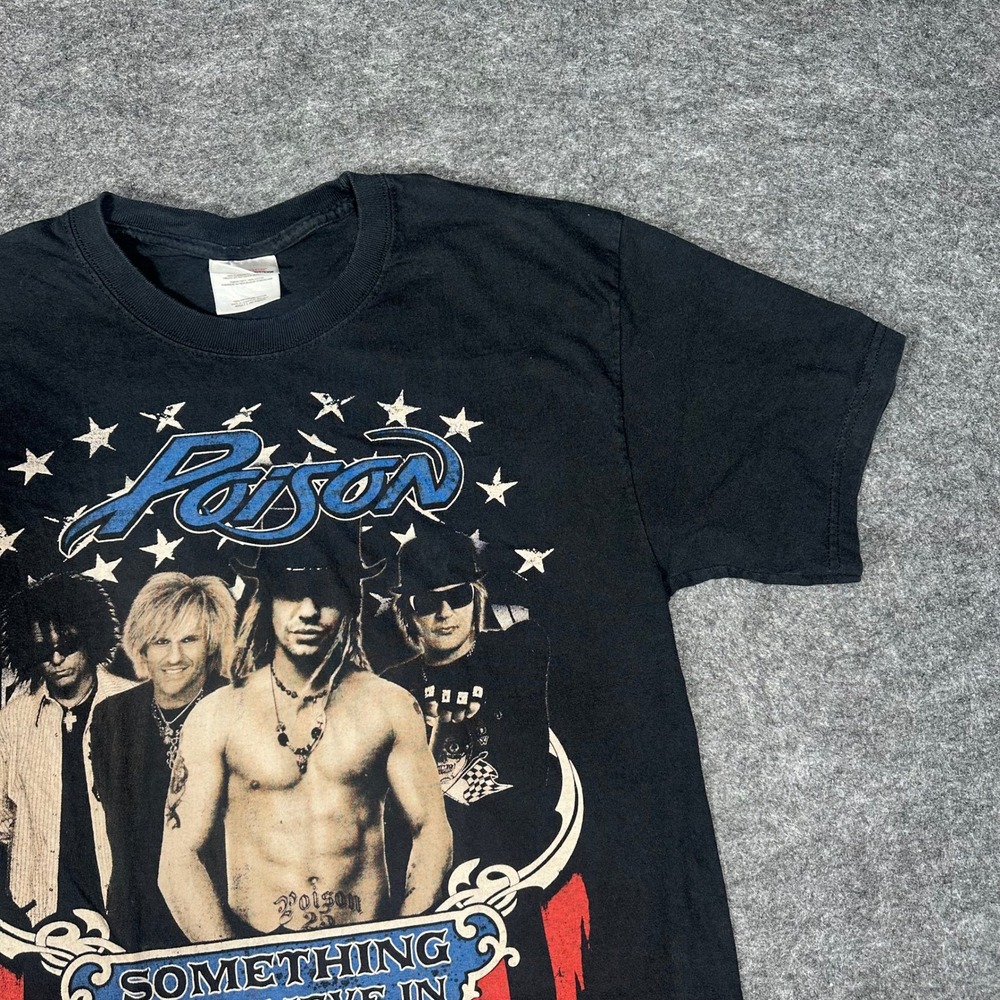 Poison Something To‎ Believe In Tour 2011 Band T Shirt Mens Large Black - Picture 10 of 16